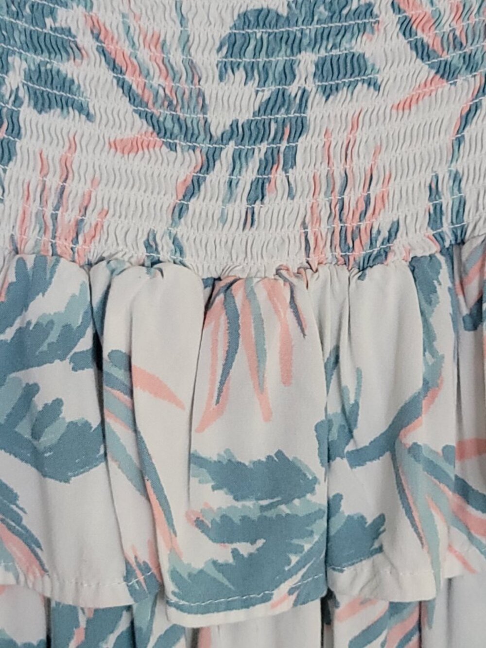 Grayson Threads Girls Strapless Smocked Top Blue Pink Floral Tiered Ruffle M 8 - Picture 9 of 9